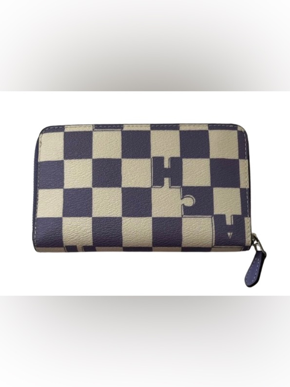 Coach CR789 Medium Id Zip Wallet With Checkerboard Print (Cream/Purple) - EUC - Picture 9 of 12